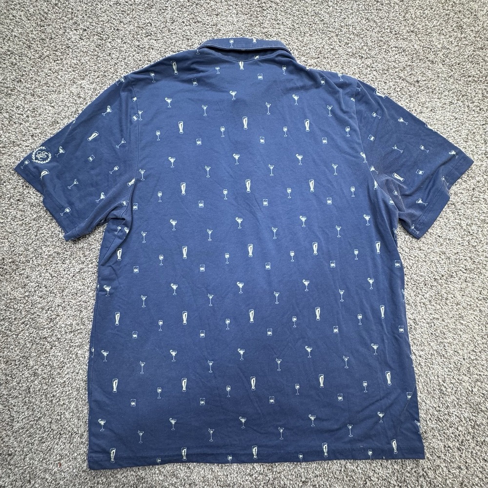 Criquet Shirt Mens Blue Drinks Polo Short Sleeve Pocket Golf Travel Size XL - Picture 4 of 6